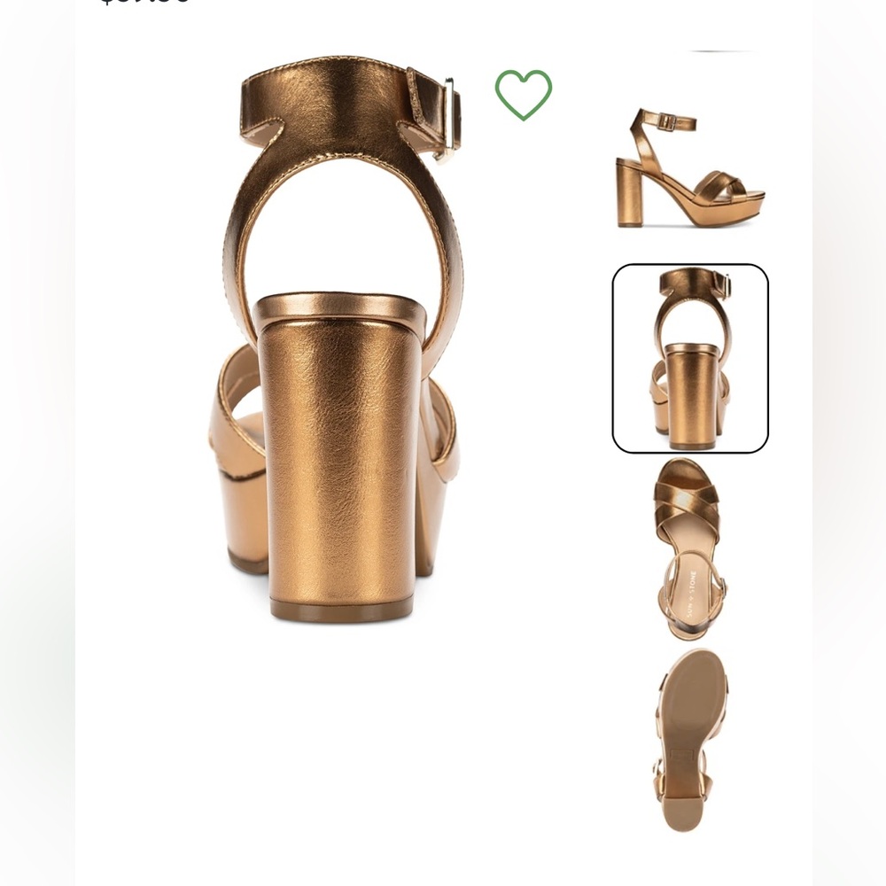 NIB! Sun & Stone Gold Lilla sandals in gold size 9.5 - Picture 2 of 11